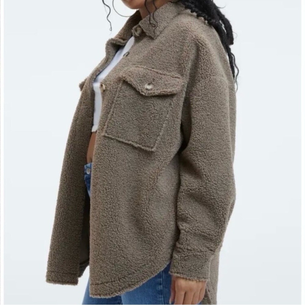 Good American Sherpa Shacket Jacket Long Sleeves Size 3/4(Extra Large)Oversized - Picture 3 of 13